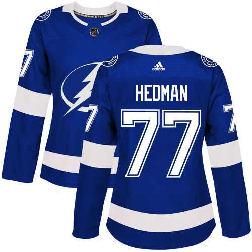 Women's Adidas Tampa Bay Lightning #77 Victor Hedman Blue Home Authentic Stitched NHL Jersey