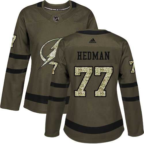 Women's Adidas Tampa Bay Lightning #77 Victor Hedman Green Salute to Service Stitched NHL Jersey
