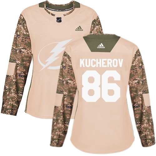 Women's Adidas Tampa Bay Lightning #86 Nikita Kucherov Camo Authentic 2017 Veterans Day Stitched NHL Jersey