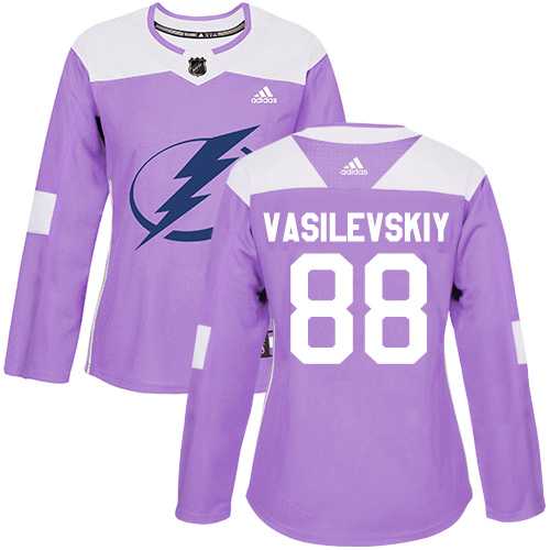 Women's Adidas Tampa Bay Lightning #88 Andrei Vasilevskiy Purple Authentic Fights Cancer Stitched NHL Jersey