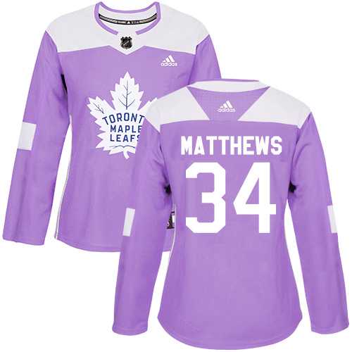 Women's Adidas Toronto Maple Leafs #34 Auston Matthews Purple Authentic Fights Cancer Stitched NHL Jersey