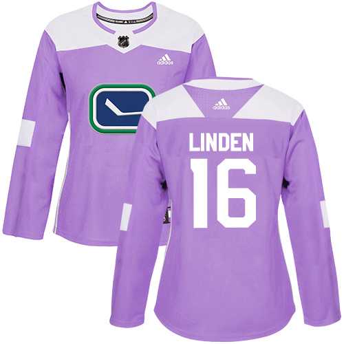 Women's Adidas Vancouver Canucks #16 Trevor Linden Purple Authentic Fights Cancer Stitched NHL Jersey