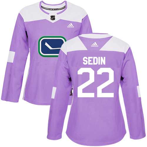Women's Adidas Vancouver Canucks #22 Daniel Sedin Purple Authentic Fights Cancer Stitched NHL Jersey