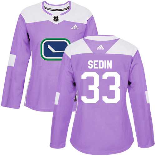 Women's Adidas Vancouver Canucks #33 Henrik Sedin Purple Authentic Fights Cancer Stitched NHL Jersey