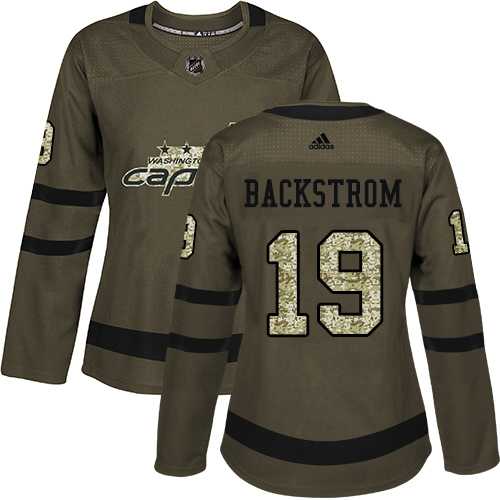 Women's Adidas Washington Capitals #19 Nicklas Backstrom Green Salute to Service Stitched NHL Jersey