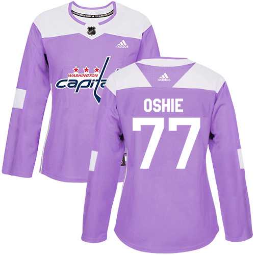 Women's Adidas Washington Capitals #77 T.J. Oshie Purple Authentic Fights Cancer Stitched NHL Jersey