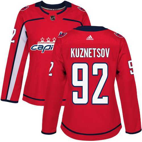 Women's Adidas Washington Capitals #92 Evgeny Kuznetsov Red Home Authentic Stitched NHL Jersey