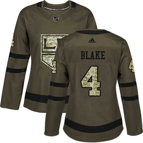 Women's Adidas Winnipeg Jets #4 Rob Blake Green Salute to Service Stitched NHL Jersey