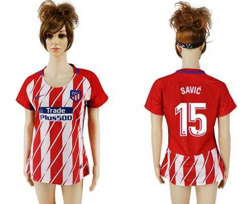 Women's Atletico Madrid #15 Savic Home Soccer Club Jersey
