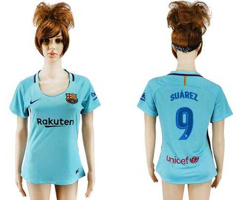 Women's Barcelona #9 Suarez Away Soccer Club Jersey