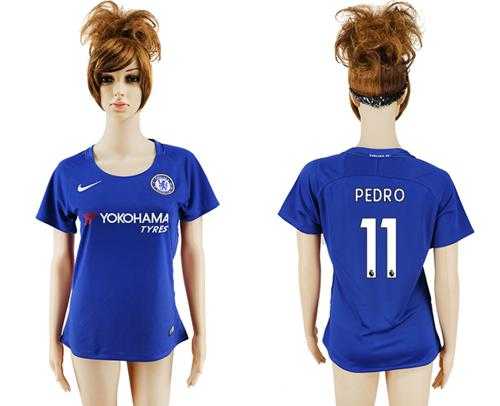 Women's Chelsea #11 Pedro Home Soccer Club Jersey