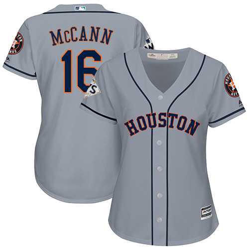Women's Houston Astros #16 Brian McCann Grey Road 2017 World Series Bound Stitched MLB Jersey