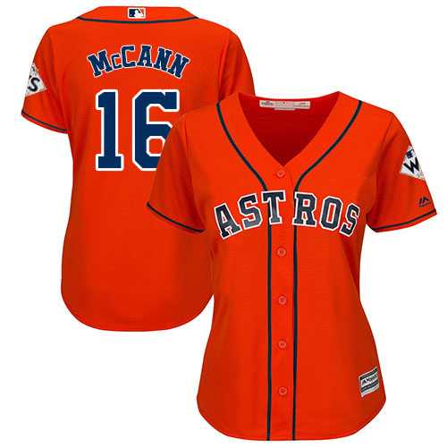 Women's Houston Astros #16 Brian McCann Orange Alternate 2017 World Series Bound Stitched MLB Jersey