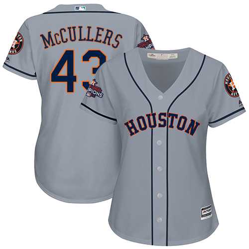 Women's Houston Astros #43 Lance McCullers Grey Road 2017 World Series Champions Stitched MLB Jersey