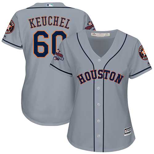 Women's Houston Astros #60 Dallas Keuchel Grey Road 2017 World Series Champions Stitched MLB Jersey