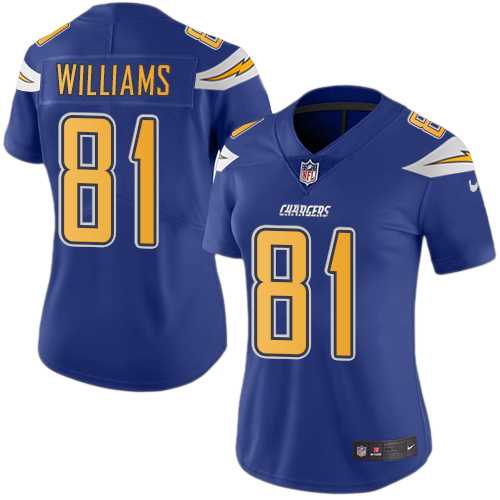 Women's Los Angeles Chargers #81 Mike Williams Electric Blue Stitched NFL Limited Rush Jersey