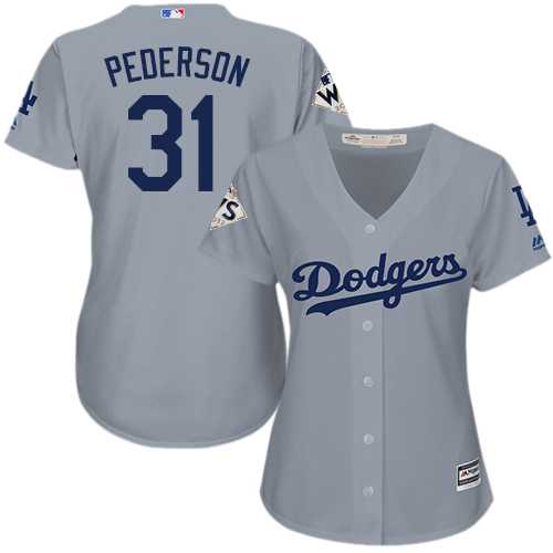 Women's Los Angeles Dodgers #31 Joc Pederson Grey Alternate Road 2017 World Series Bound Stitched MLB Jersey