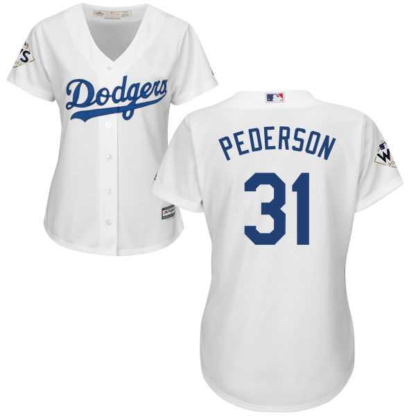 Women's Los Angeles Dodgers #31 Joc Pederson White Home 2017 World Series Bound Stitched MLB Jersey