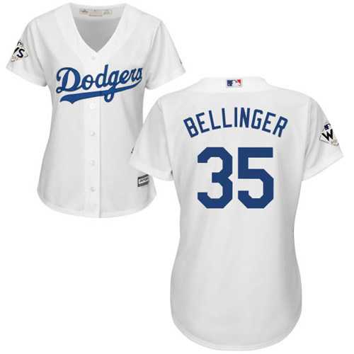 Women's Los Angeles Dodgers #35 Cody Bellinger White Home 2017 World Series Bound Stitched MLB Jersey