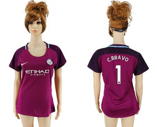 Women's Manchester City #1 C.Bravo Away Soccer Club Jersey