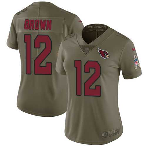 Women's Nike Arizona Cardinals #12 John Brown Olive Stitched NFL Limited 2017 Salute to Service Jersey