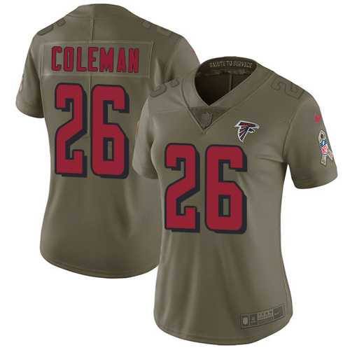 Women's Nike Atlanta Falcons #26 Tevin Coleman Olive Stitched NFL Limited 2017 Salute to Service Jersey