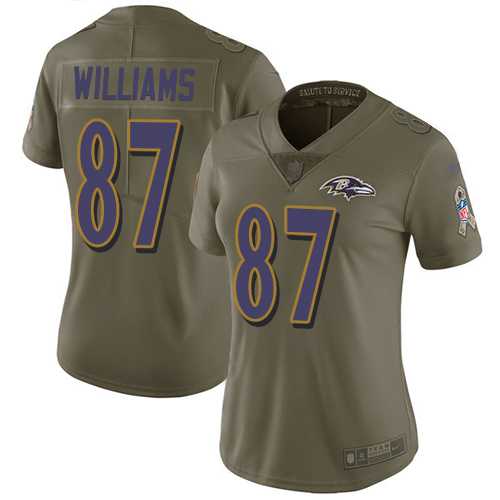 Women's Nike Baltimore Ravens #87 Maxx Williams Olive Stitched NFL Limited 2017 Salute to Service Jersey