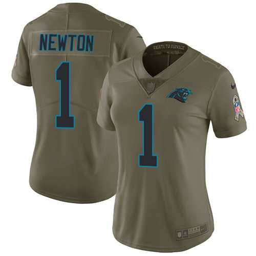 Women's Nike Carolina Panthers #1 Cam Newton Olive Stitched NFL Limited 2017 Salute to Service Jersey