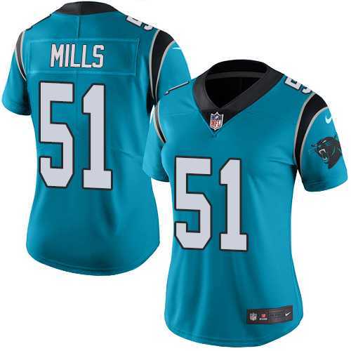 Women's Nike Carolina Panthers #51 Sam Mills Blue Alternate Stitched NFL Vapor Untouchable Limited Jersey