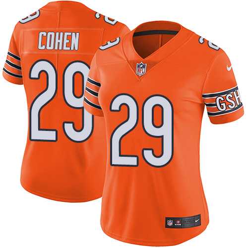 Women's Nike Chicago Bears #29 Tarik Cohen Orange Stitched NFL Limited Rush Jersey