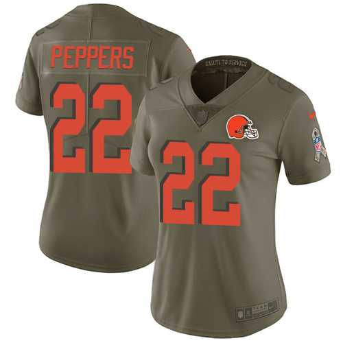 Women's Nike Cleveland Browns #22 Jabrill Peppers Olive Stitched NFL Limited 2017 Salute to Service Jersey
