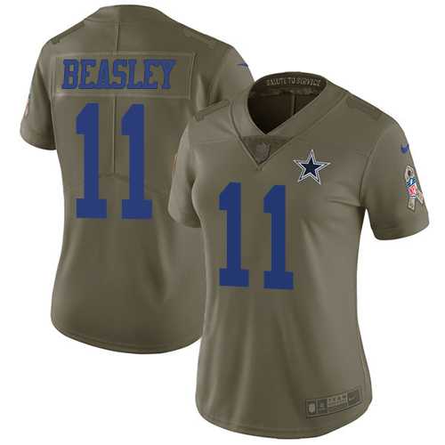 Women's Nike Dallas Cowboys #11 Cole Beasley Olive Stitched NFL Limited 2017 Salute to Service Jersey