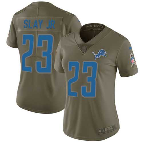 Women's Nike Detroit Lions #23 Darius Slay Jr Olive Stitched NFL Limited 2017 Salute to Service Jersey
