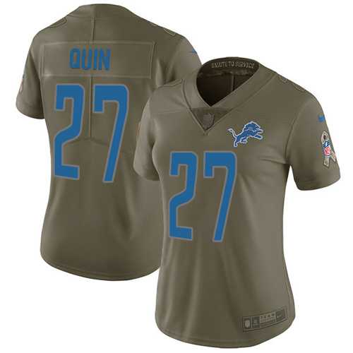 Women's Nike Detroit Lions #27 Glover Quin Olive Stitched NFL Limited 2017 Salute to Service Jersey