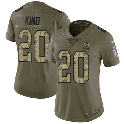 Women's Nike Green Bay Packers #20 Kevin King Olive Camo Stitched NFL Limited 2017 Salute to Service Jersey