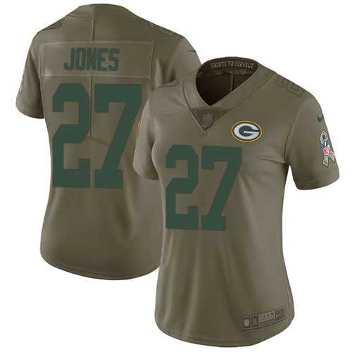 Women's Nike Green Bay Packers #27 Josh Jones Olive Stitched NFL Limited 2017 Salute to Service Jersey