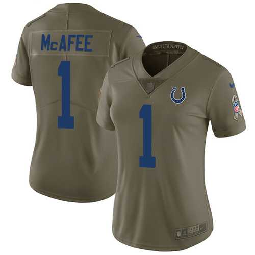 Women's Nike Indianapolis Colts #1 Pat McAfee Olive Stitched NFL Limited 2017 Salute to Service Jersey