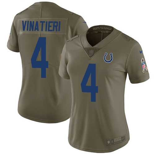 Women's Nike Indianapolis Colts #4 Adam Vinatieri Olive Stitched NFL Limited 2017 Salute to Service Jersey