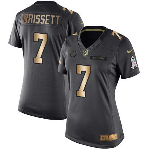 Women's Nike Indianapolis Colts #7 Jacoby Brissett Black Stitched NFL Limited Gold Salute to Service Jersey