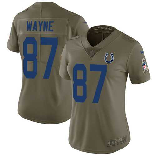 Women's Nike Indianapolis Colts #87 Reggie Wayne Olive Stitched NFL Limited 2017 Salute to Service Jersey