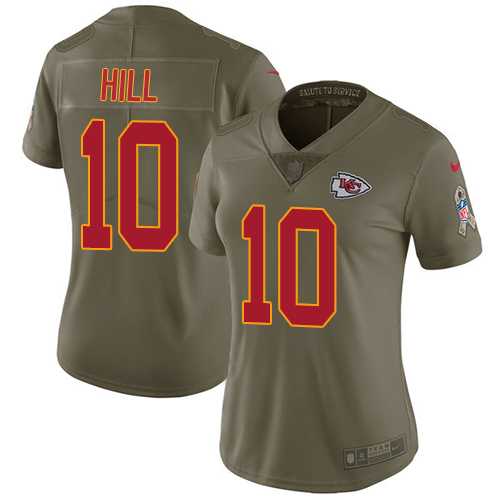 Women's Nike Kansas City Chiefs #10 Tyreek Hill Olive Stitched NFL Limited 2017 Salute to Service Jersey