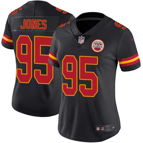 Women's Nike Kansas City Chiefs #95 Chris Jones Black Stitched NFL Limited Rush Jersey