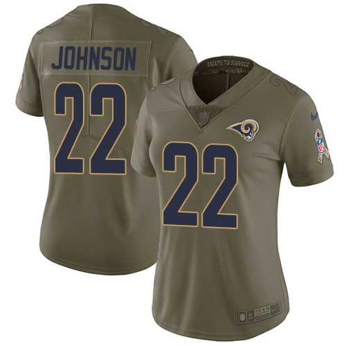 Women's Nike Los Angeles Rams #22 Trumaine Johnson Olive Stitched NFL Limited 2017 Salute to Service Jersey