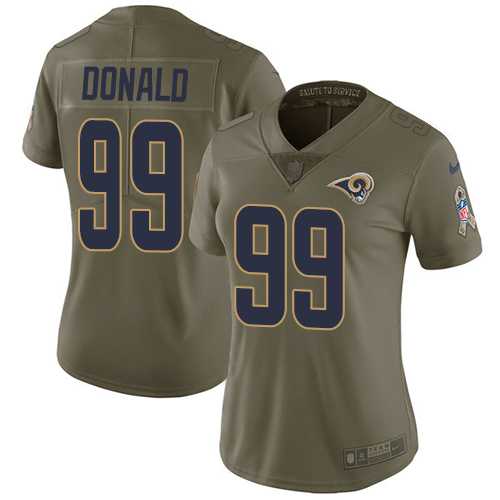 Women's Nike Los Angeles Rams #99 Aaron Donald Olive Stitched NFL Limited 2017 Salute to Service Jersey