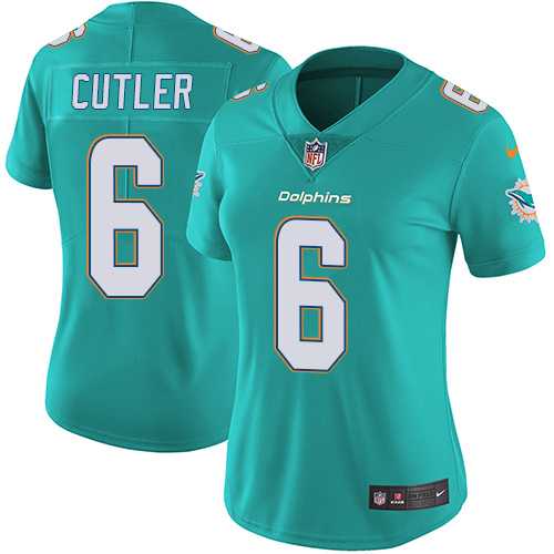 Women's Nike Miami Dolphins #6 Jay Cutler Aqua Green Team Color Stitched NFL Vapor Untouchable Limited Jersey