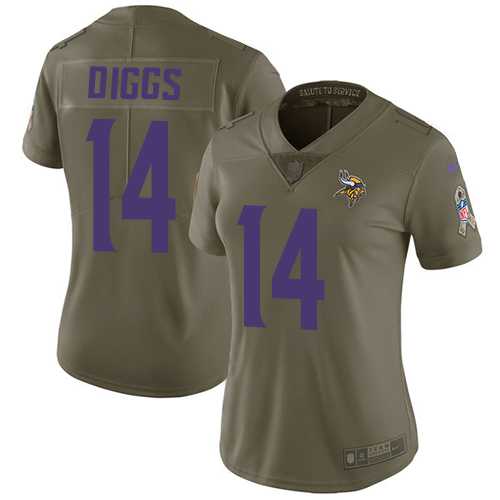 Women's Nike Minnesota Vikings #14 Stefon Diggs Olive Stitched NFL Limited 2017 Salute to Service Jersey