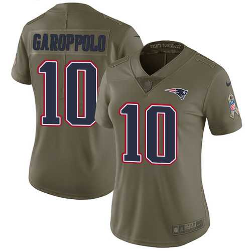 Women's Nike New England Patriots #10 Jimmy Garoppolo Olive Stitched NFL Limited 2017 Salute to Service Jersey