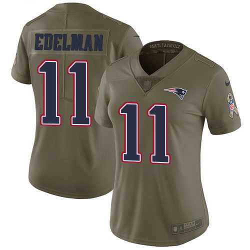 Women's Nike New England Patriots #11 Julian Edelman Olive Stitched NFL Limited 2017 Salute to Service Jersey