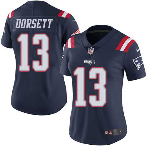 Women's Nike New England Patriots #13 Phillip Dorsett Navy Blue Stitched NFL Limited Rush Jersey