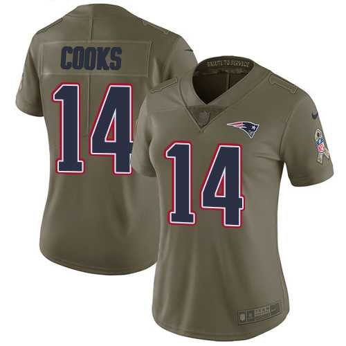 Women's Nike New England Patriots #14 Brandin Cooks Olive Stitched NFL Limited 2017 Salute to Service Jersey
